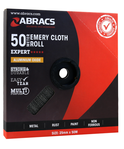 ABRACS Emery Cloth Roll 25mm x 50mtr  120grit