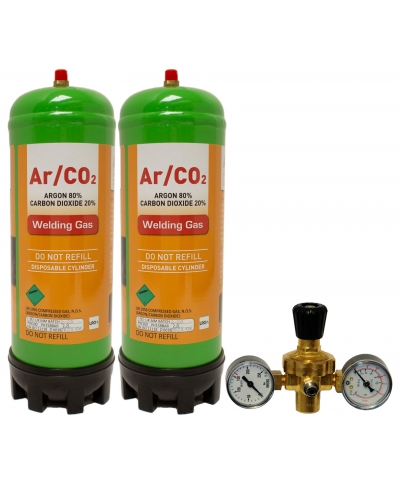 Argon/CO2 Disposable Gas Cylinder & Regulator Package