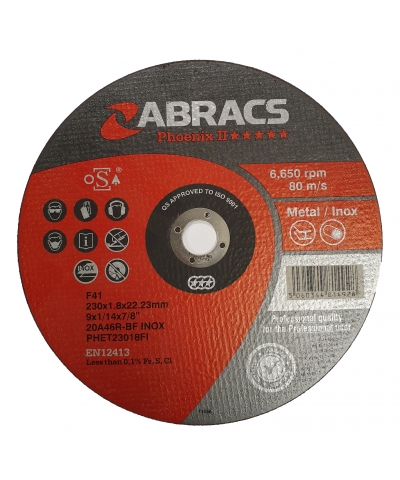 ABRACS Phoenix II 230mm x 1.8mm Extra Thin Metal Cutting Disc pk of 25