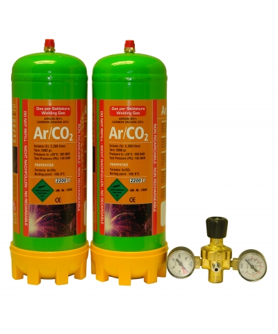 Argon/CO2 Disposable Gas Cylinder & Regulator Package