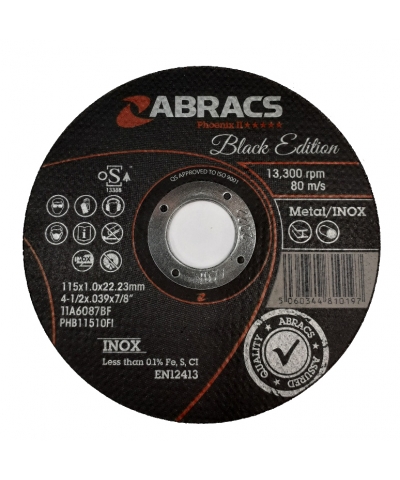 ABRACS Black Edition 115mm x 1mm Extra Thin Metal Cutting Disc pk of 10
