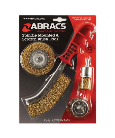 ABRACS spindle mounted wire brush and scratch brush pack of 4