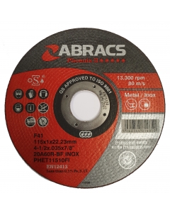 ABRACS Phoenix II 115mm x 1mm Extra Thin Metal Cutting Disc pk of 10